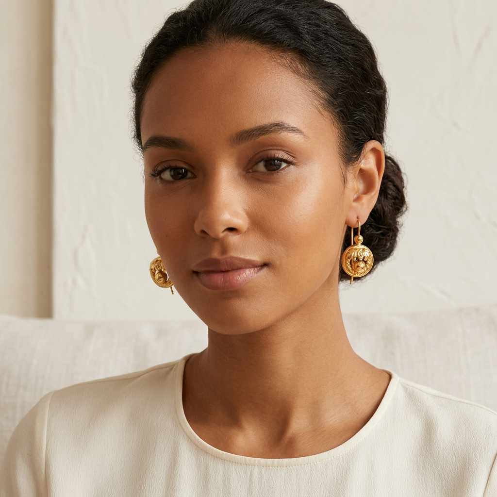 Boucles Chenille Petit portées par une femme métisse