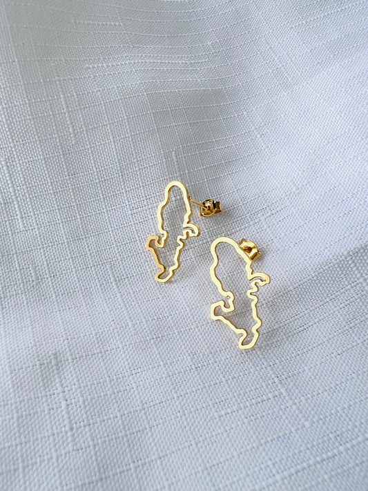 BOUCLES PUCE CARTE MARTINIQUE DÉCOUPÉE
