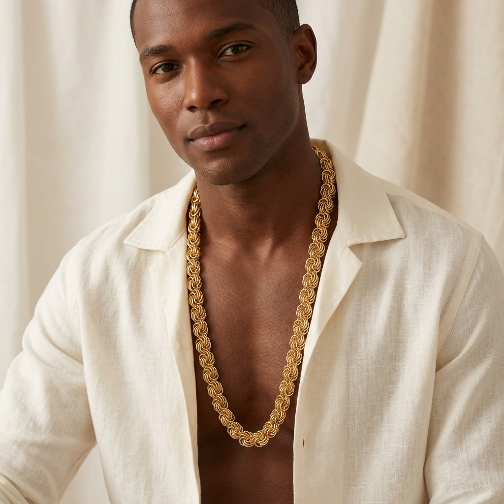 Collier Macaron GM 80 cm porté par un homme