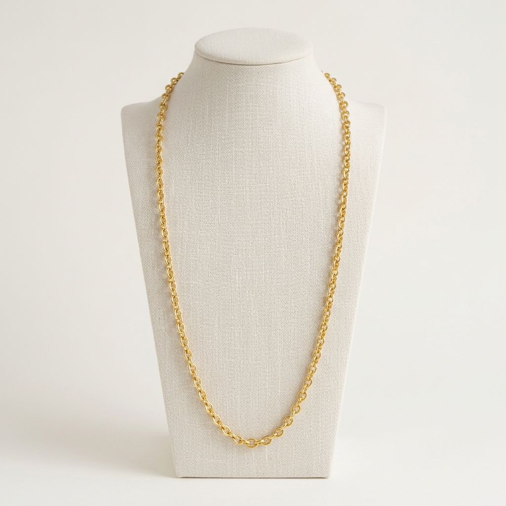 Collier Forçat petit modèle sur buste ivoire avec fond uni blanc cassé