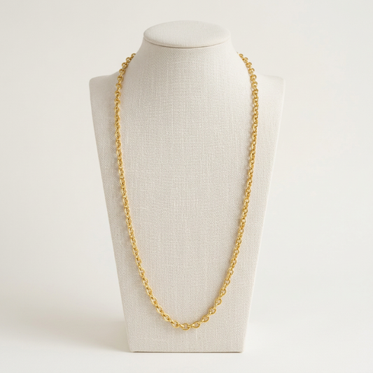 Collier Forçat petit modèle sur buste ivoire avec fond uni blanc cassé