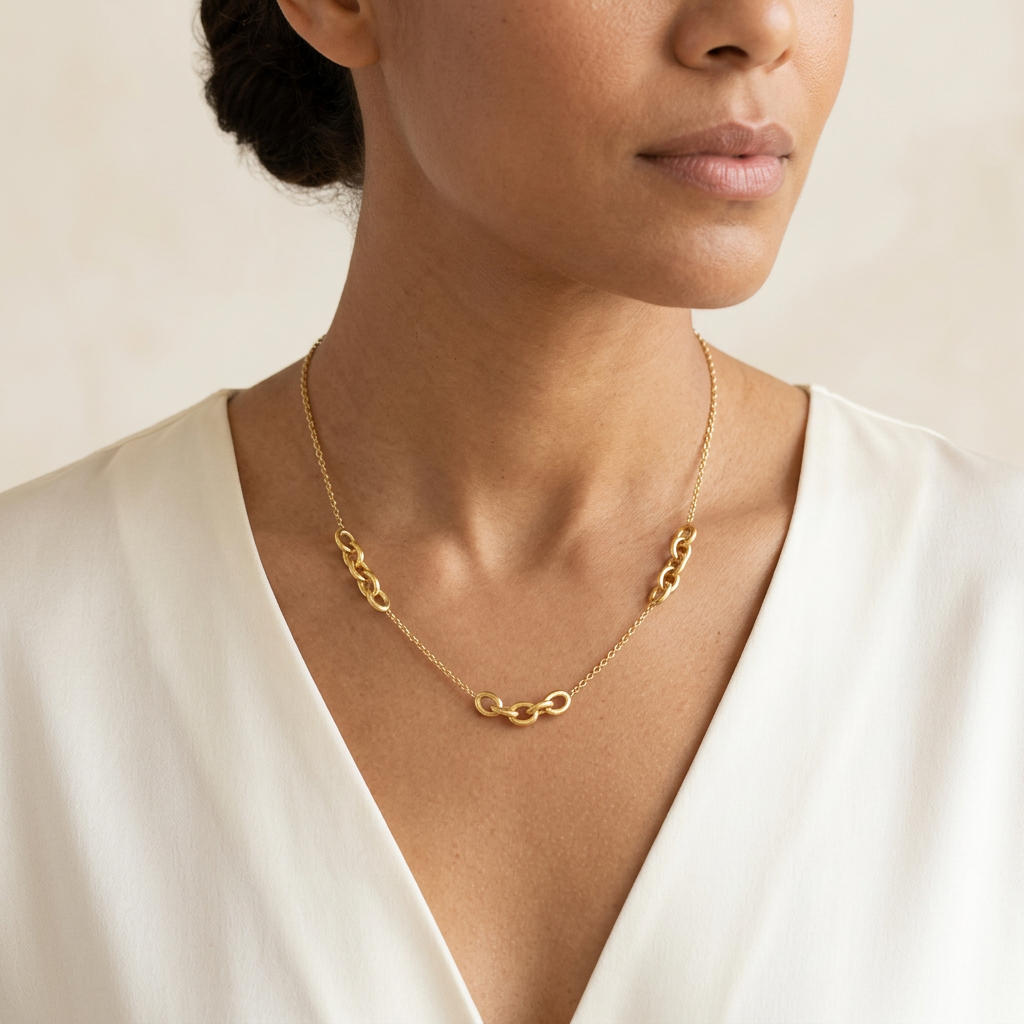 Collier Forçat sur Chaîne en plaqué or porté