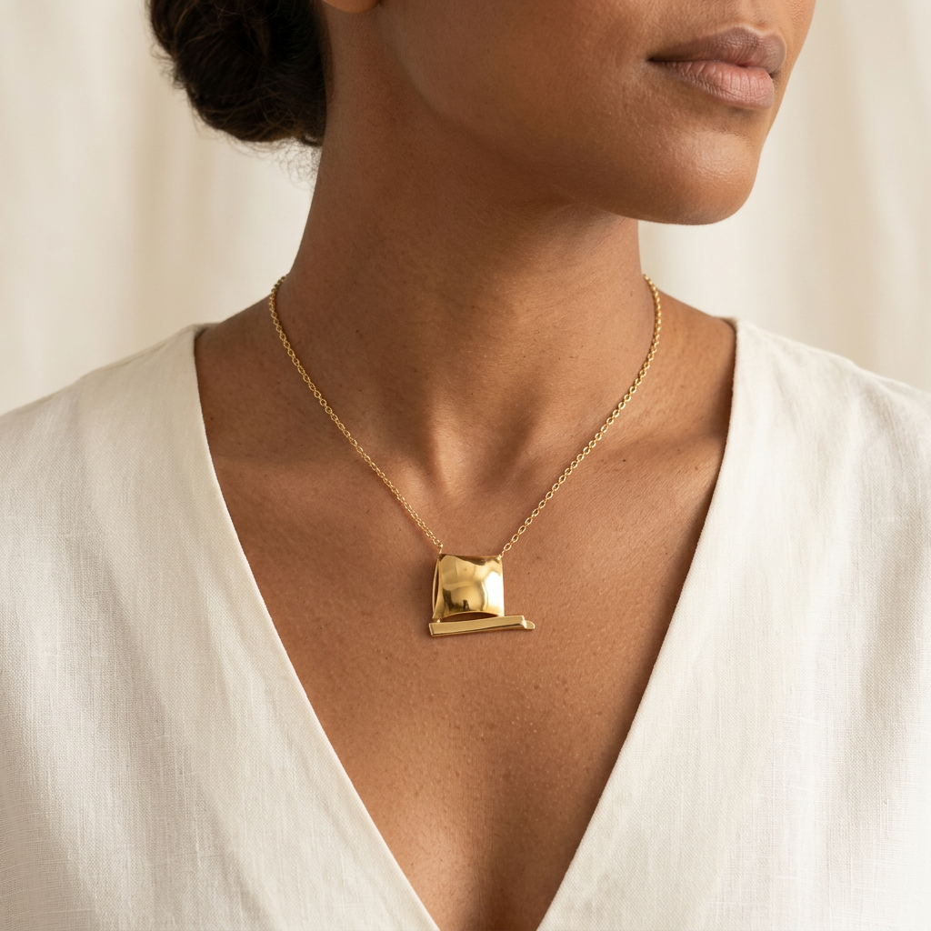 Collier Yole en plaqué or porté par une femme antillaise
