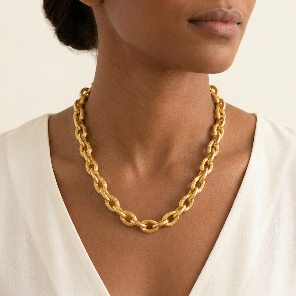Collier Forçat gros modèle porté par une femme antillaise