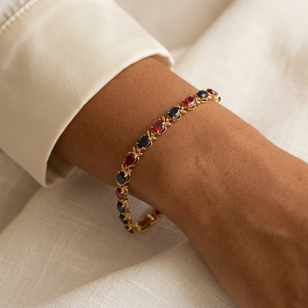 Bracelet Rubis Azur porté par une femme métisse