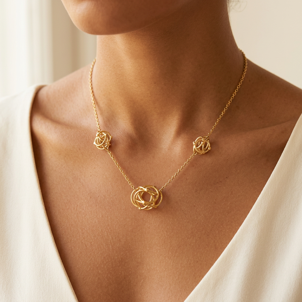 Collier 3 Cyclones en plaqué or porté